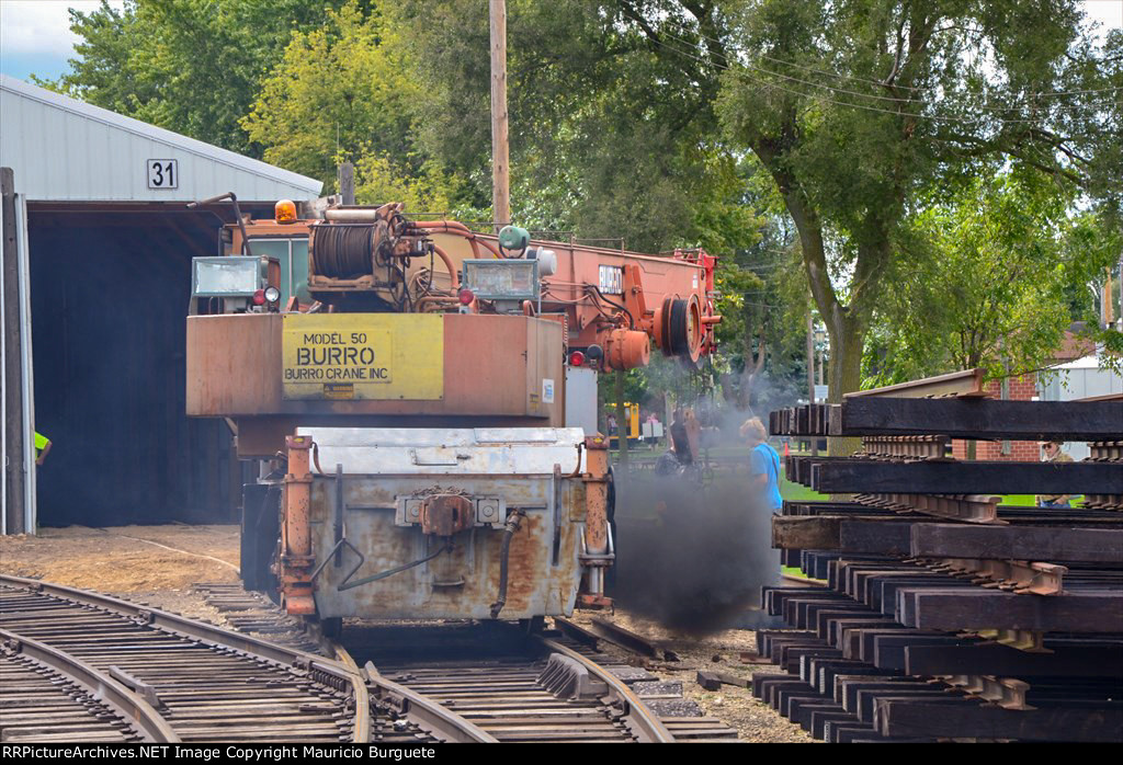 Amtrak Burro Crane Model 50 laying track